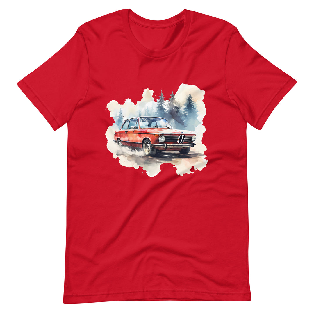 Winter Wonderland Ride: Red BMW 2002 in the Snow