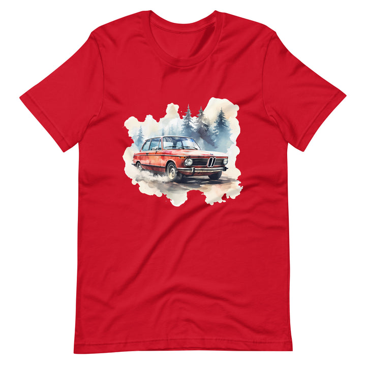 Winter Wonderland Ride: Red BMW 2002 in the Snow