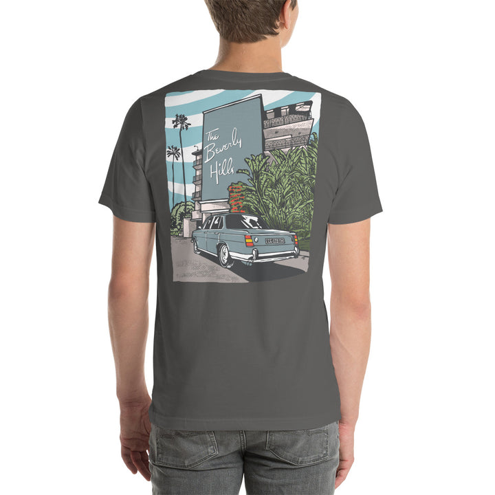 Experience Classic Elegance: Our BMW Neue Klasse at Beverly Hills Hotel T-Shirt