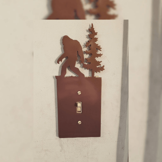 Bigfoot Metal Light Switch Cover – Forest Creature Plate – Powder Coated Steel (Single/Double Gang or Rocker) – Rustic Cabin &amp; Garage Decor