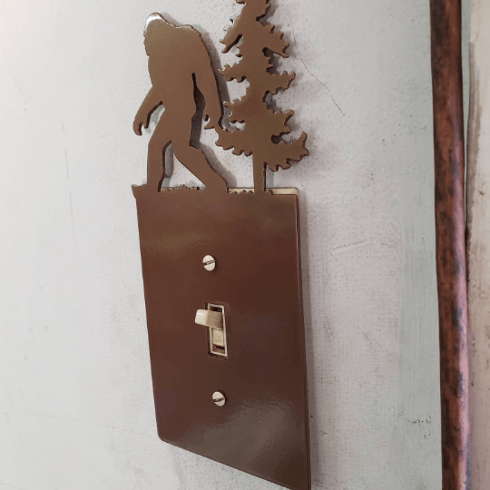 Bigfoot Metal Light Switch Cover – Forest Creature Plate – Powder Coated Steel (Single/Double Gang or Rocker) – Rustic Cabin &amp; Garage Decor
