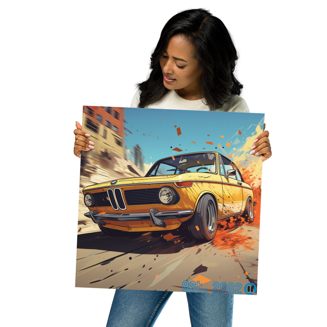 BMW 2002 Racing Through the Streets Poster
