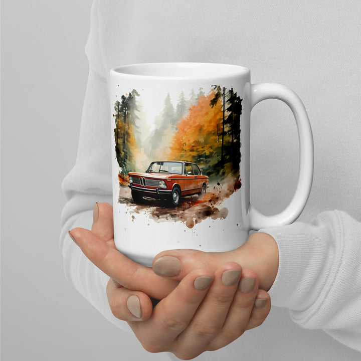 Watercolor BMW 2002 Autumn Forest Drive Mugs