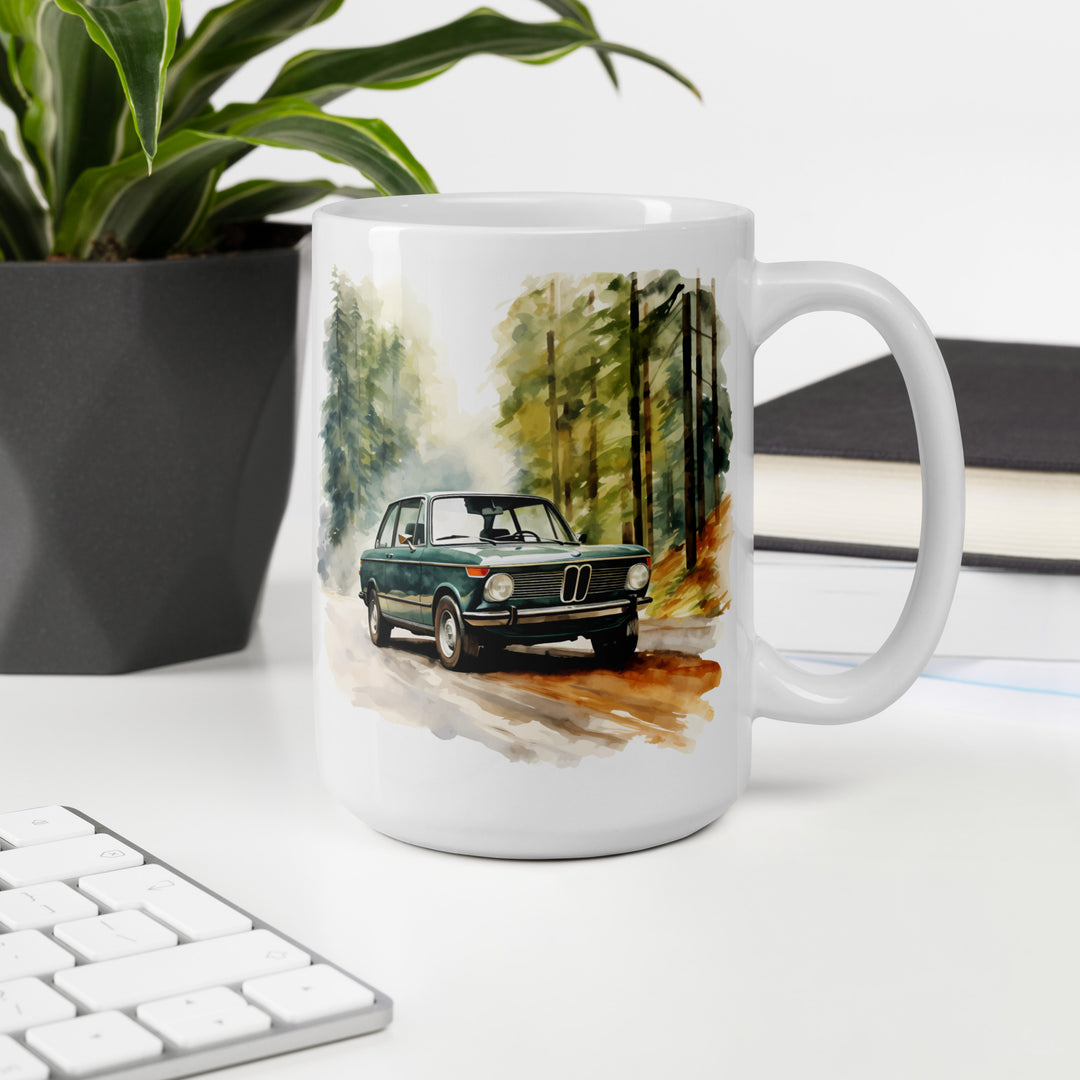 Watercolor BMW 2002 Forest Drive Coffee Mugs - 11oz, 15oz, and 20oz