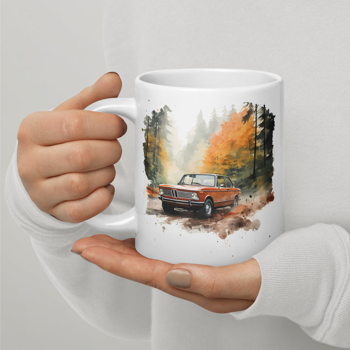 Watercolor BMW 2002 Autumn Forest Drive Mugs