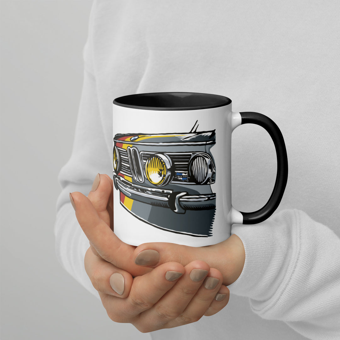 BMW 2002 with German Flag Color Stripes Custom Mug in Four Colors