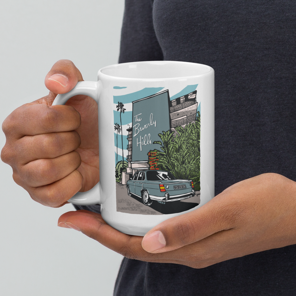 Sip in Style with Our BMW Neue Klasse at Beverly Hills Hotel Coffee Mug